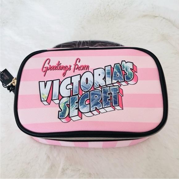 NWT Victoria's Secret Pink and White Striped Cosmetic Case - Picture 2 of 6